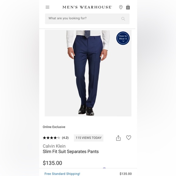 Calvin Klein Slim Fit Navy Suit - Picture 2 of 6